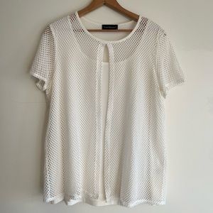 Cream/white netted overlay top, Travel Elements, size L